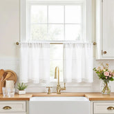 Linen Textured Tier Kitchen Curtains - Jinchan Home
