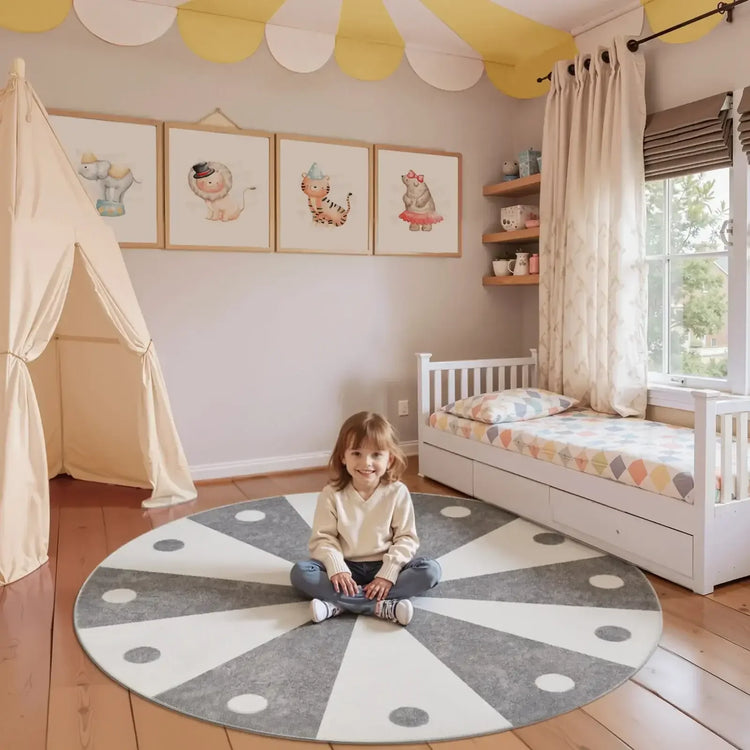 Cheerful Circle Carousel Throw Rug - Jinchan Home