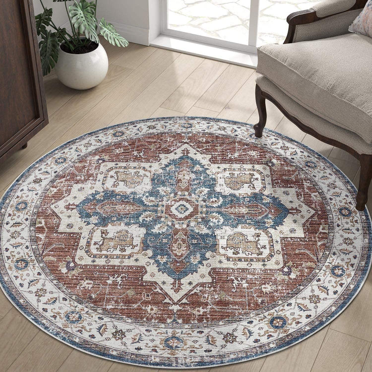 Vintage Persian-Style Distressed Area Rug - Jinchan Home