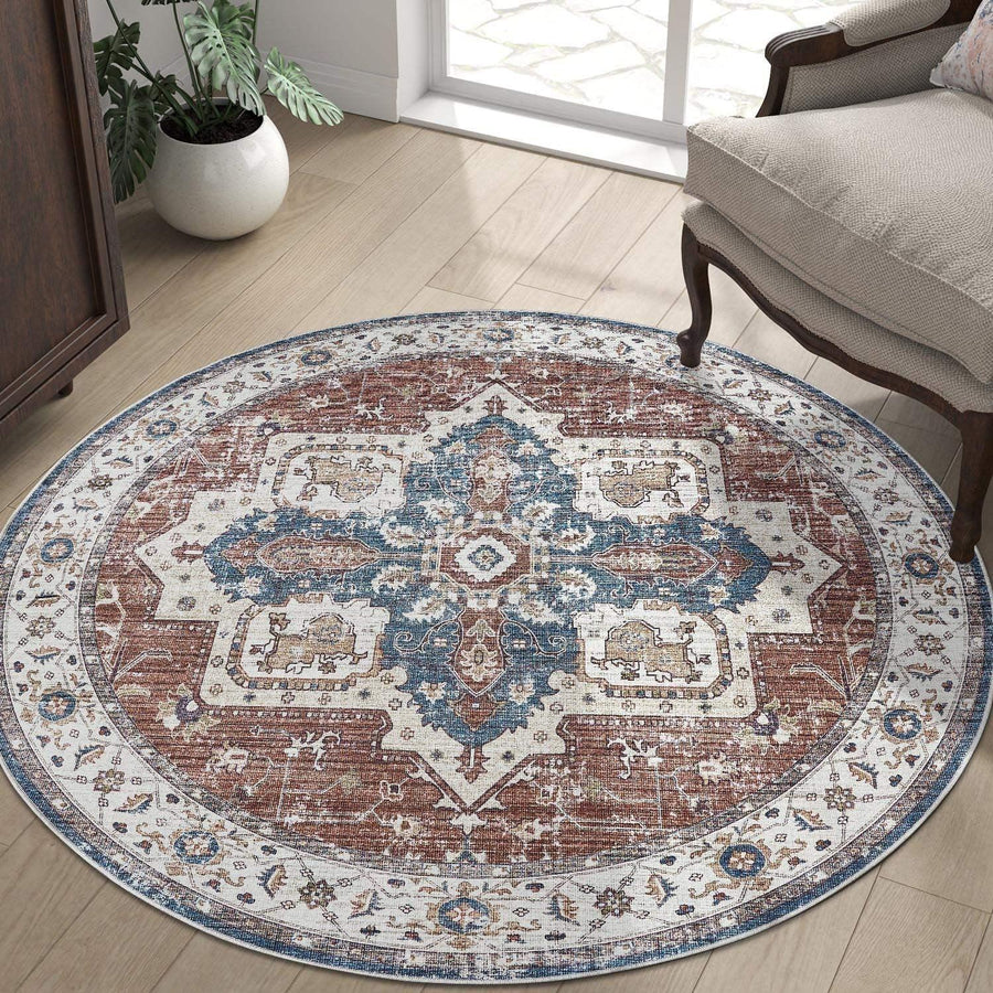 Vintage Persian-Style Distressed Area Rug - Jinchan Home