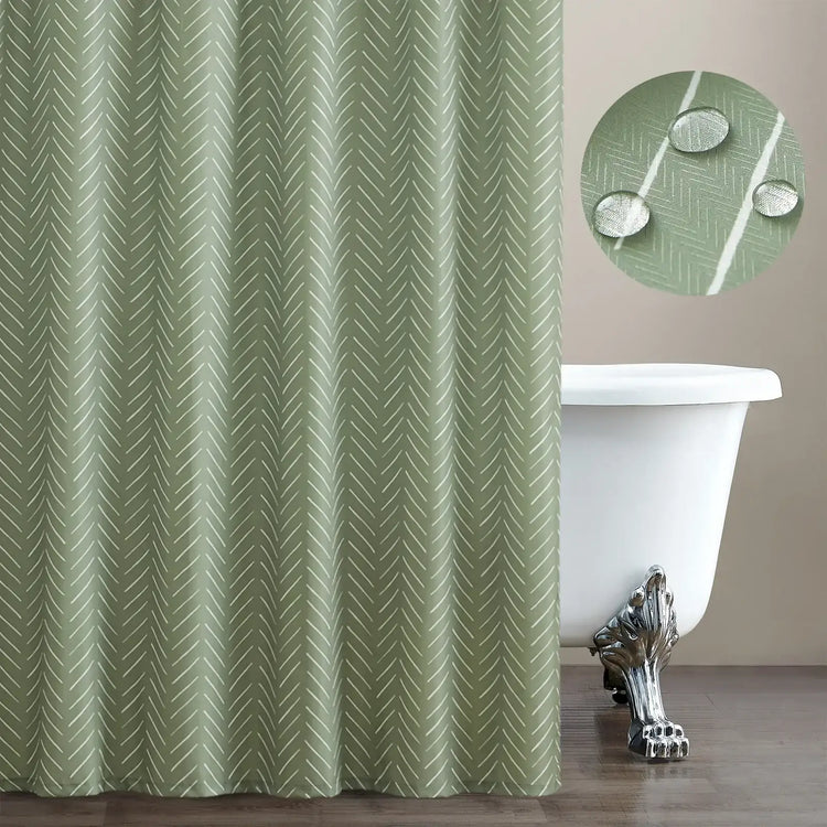Solid Herringbone Waterproof Shower Curtain - Jinchan Home