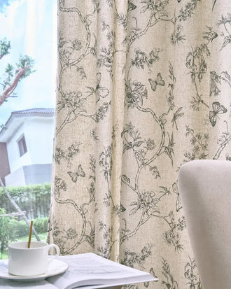
                    
                      Modern Toile Floral & Insect Linen Curtains - Jinchan Home
                    
                  