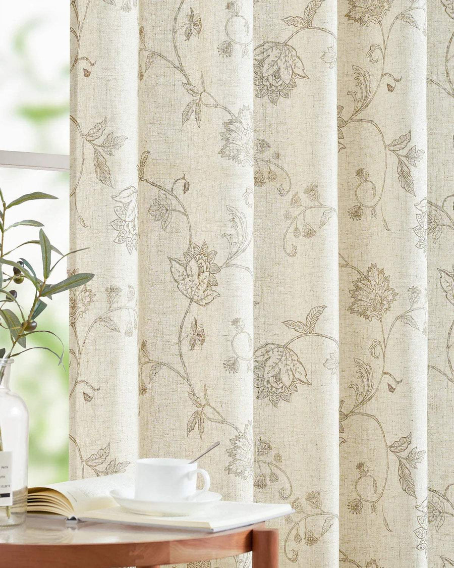 Poly-Linen Cross-Textured Iris Printed Curtains - Jinchan Home