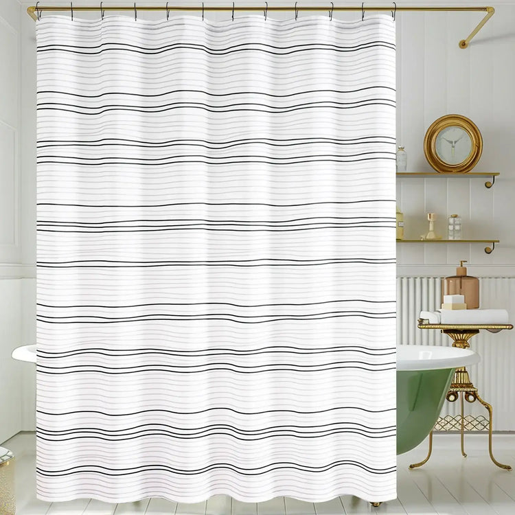 Two-Tone Striped Shower Curtain - Jinchan Home