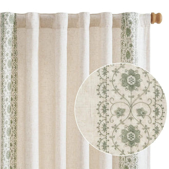 Lined Antique Ornate Vine Bloom Embroidery Curtains - Jinchan Home