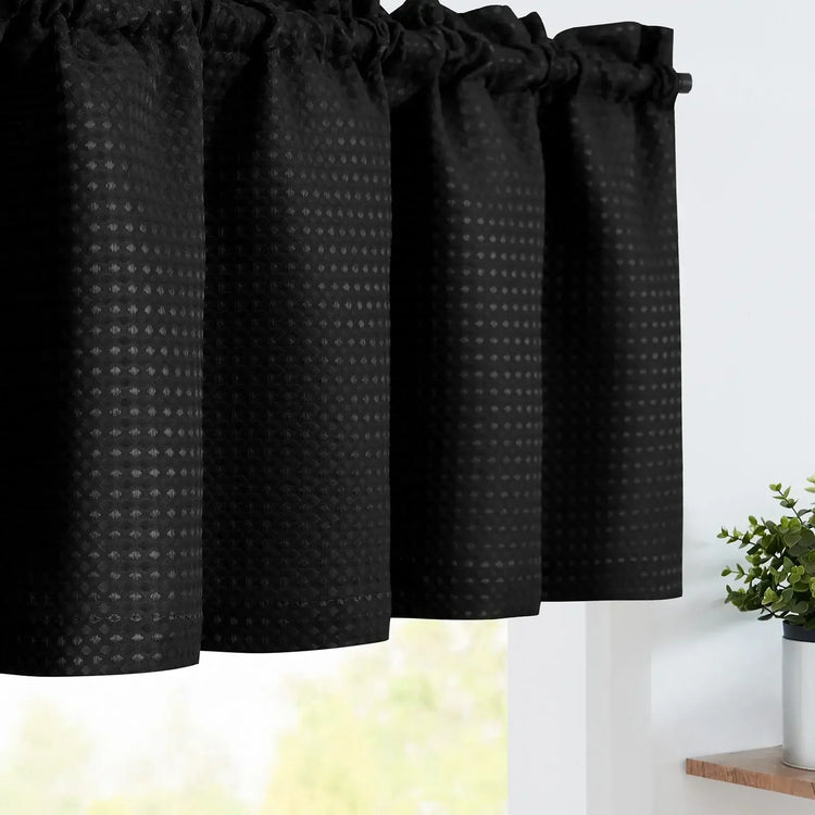 Solid Waffle Weave Rod-Pocket Valance - Jinchan Home