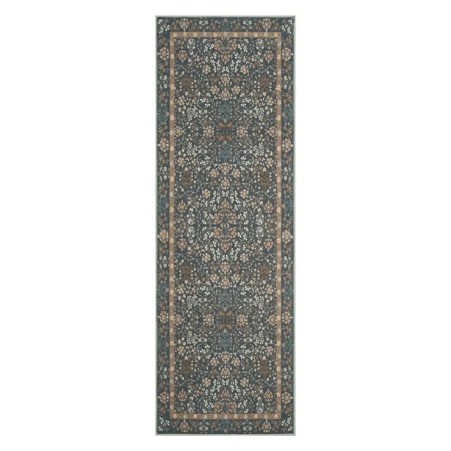 Hand-Painted Vintage Foliage & Floral Area Rug - Jinchan Home