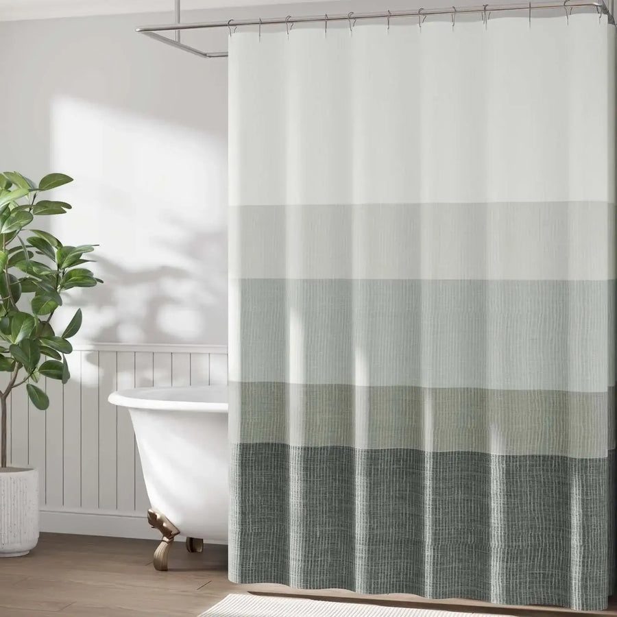 Gradient Striped Textured Shower Curtain - Jinchan Home