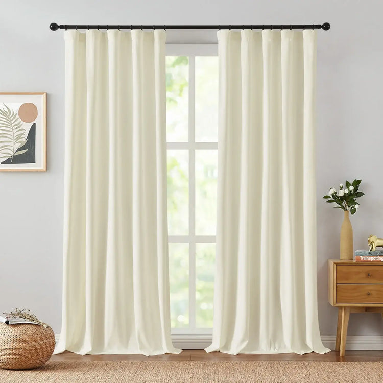 Ivory Velvet Light-filtering Curtains - Jinchan Home