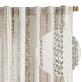 Cross Ripple Print Linen Blend 3-in-1 Curtains - Jinchan Home