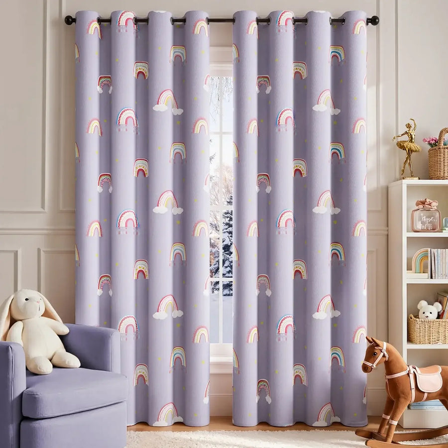 Kids Rainbow Print Blackout Curtains - Jinchan Home
