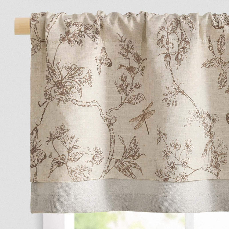 Botanical Butterfly Print Linen Valance - Jinchan Home