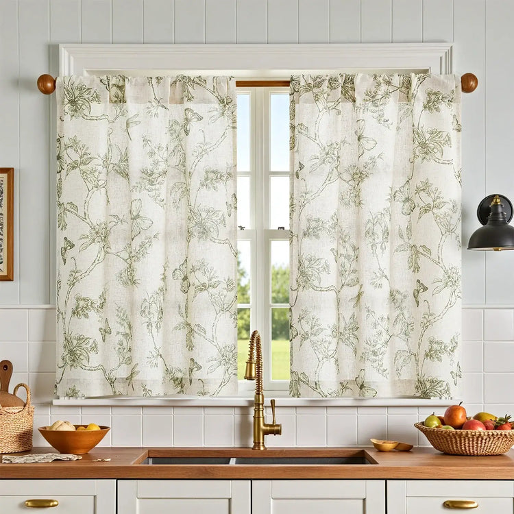 Vintage Garden Butterfly & Dragonfly Sheer Curtains - Jinchan Home