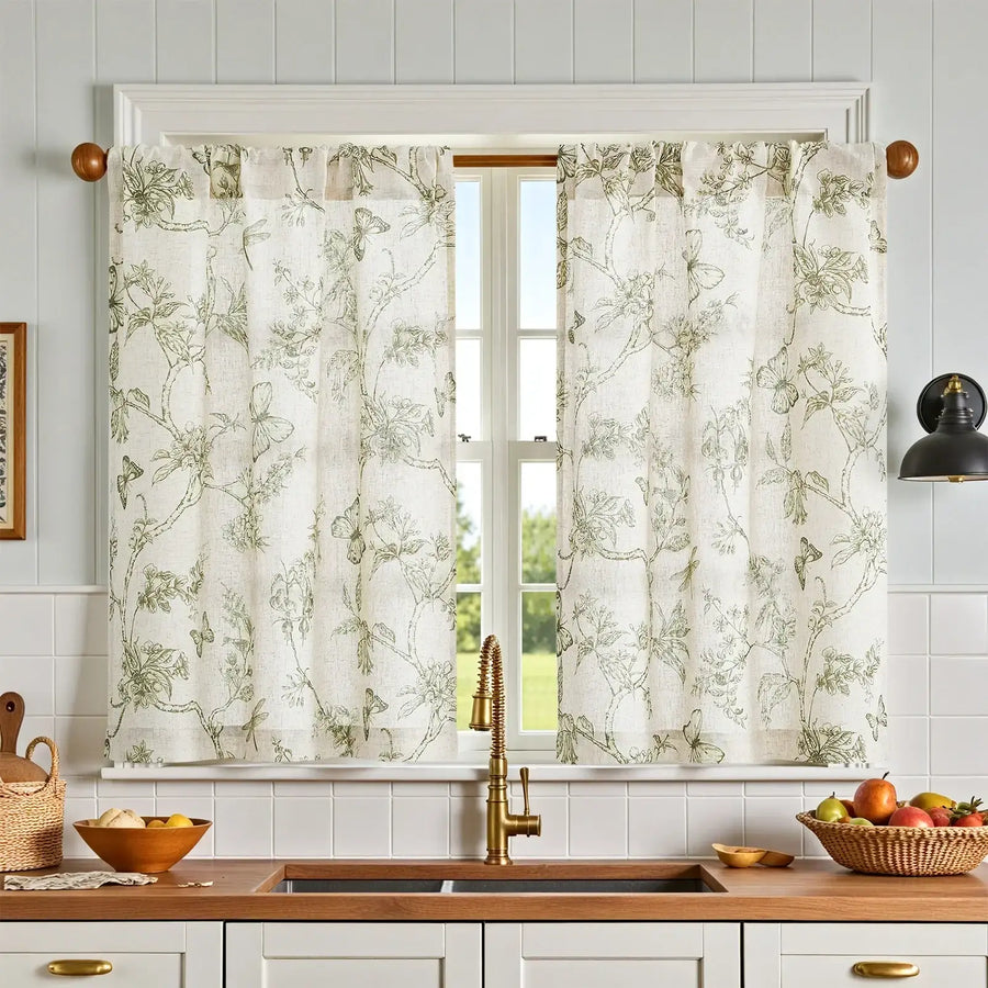 Vintage Garden Butterfly & Dragonfly Sheer Curtains - Jinchan Home