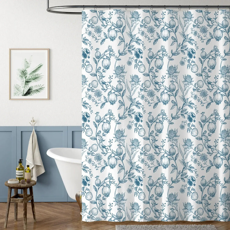 Vintage Pomegranate Floral Shower Curtain - Jinchan Home