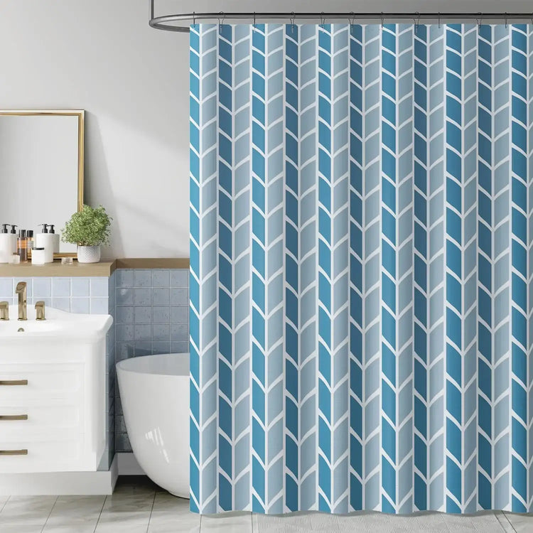 Two-Tone Herringbone Geometric Shower Curtain - Jinchan Home