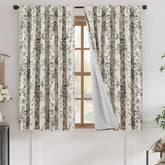 Linen Blend Floral Blackout Curtains - Jinchan Home