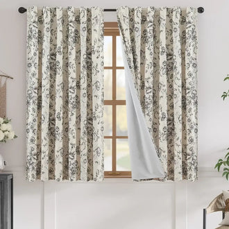 
                    
                      Linen Blend Floral Blackout Curtains - Jinchan Home
                    
                  