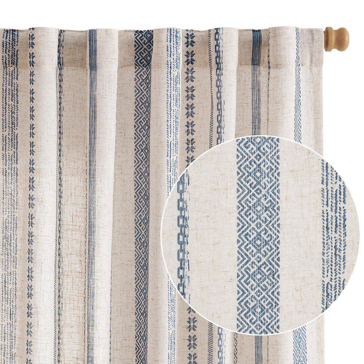 Cross Ripple Print Linen Blend 3-in-1 Curtains - Jinchan Home