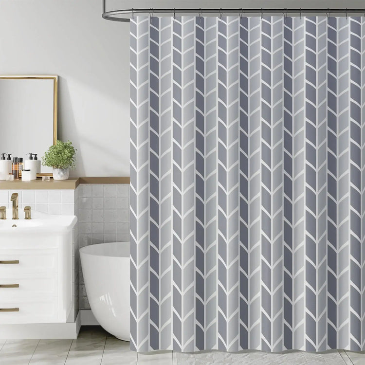 Two-Tone Herringbone Geometric Shower Curtain - Jinchan Home