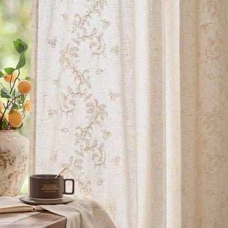 
                    
                      Embroidered Vine Linen Blend Curtains - Jinchan Home
                    
                  
