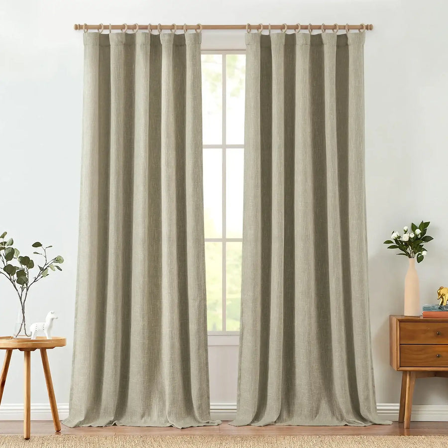 Solid Faux Linen 3-in-1 Curtains - Jinchan Home