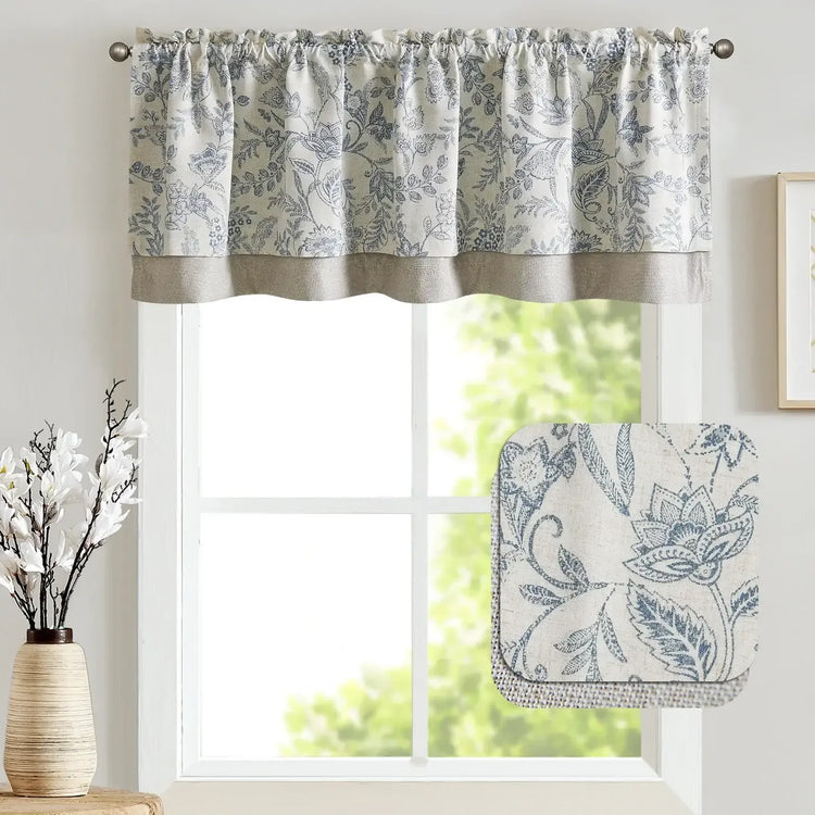 Vintage Botanical Scroll Double-Layer Valance - Jinchan Home