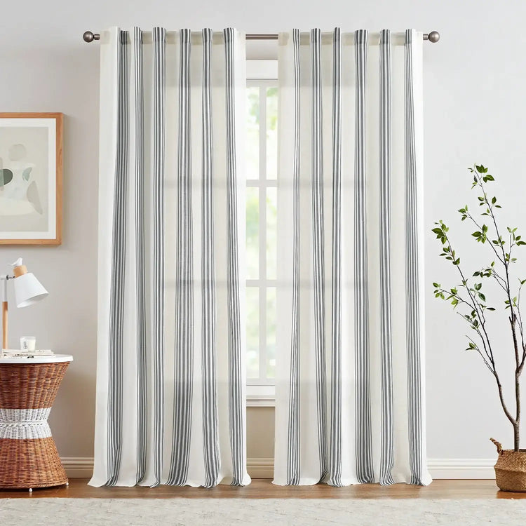 Ticking Stripe 3-in-1 Curtains - Jinchan Home