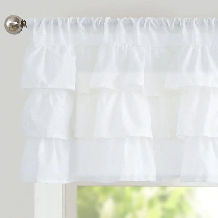 Layered Linen Ruffle Window Valance - Jinchan Home