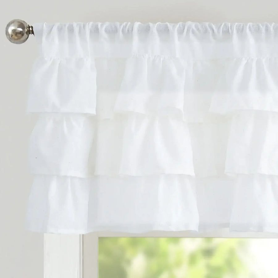 Layered Linen Ruffle Window Valance - Jinchan Home