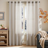Fine-Striped Linen Blend Grommet Curtains - Jinchan Home