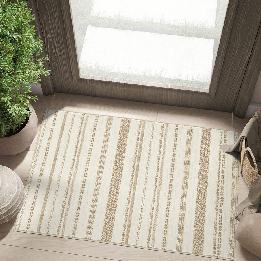 Boho Multi-Striped Geometric Area Rug - Jinchan Home
