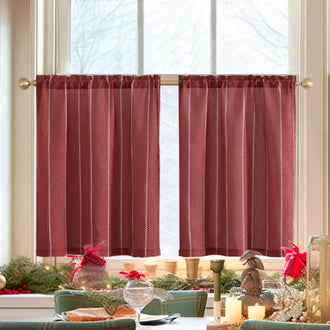 
                    
                      Slanted Line Dot Stripe Rod Pocket Kitchen Curtains - Jinchan Home
                    
                  