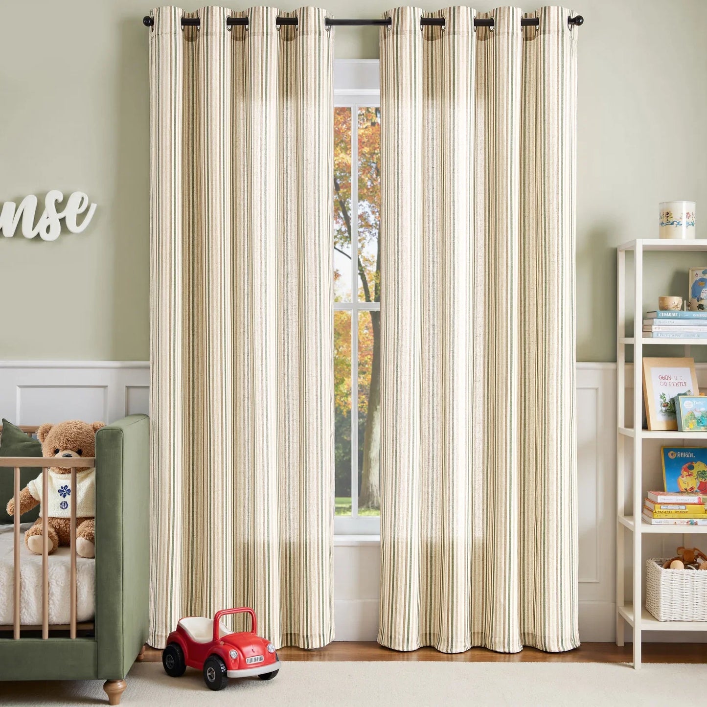 Colorful Vertical Stripe Poly-Linen Grommet Curtains - Jinchan Home