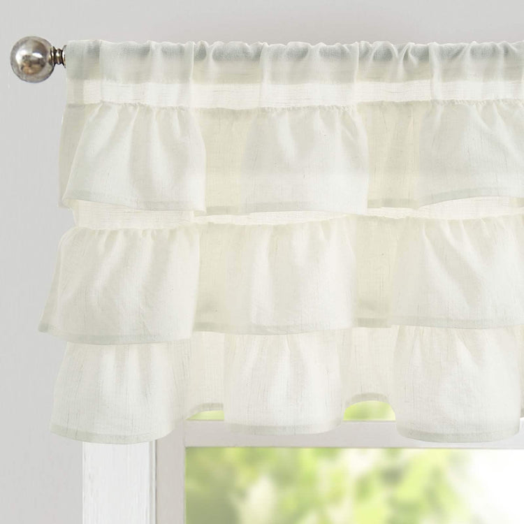 Layered Linen Ruffle Window Valance - Jinchan Home