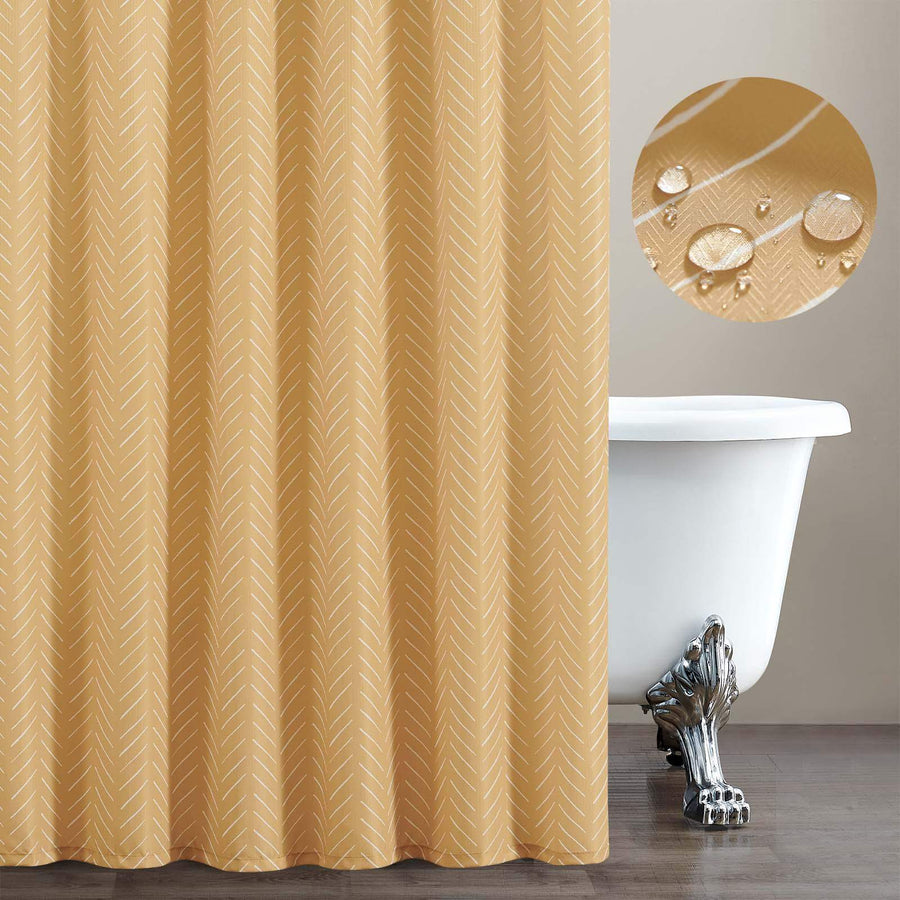Solid Herringbone Waterproof Shower Curtain - Jinchan Home