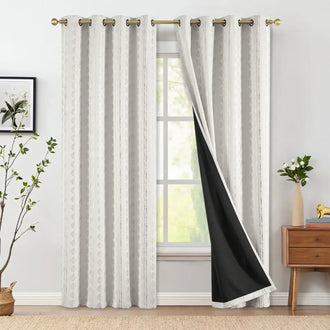 
                    
                      Light-Toned Boho Vertical-Stripe Geometric Grommet Curtains - Jinchan Home
                    
                  