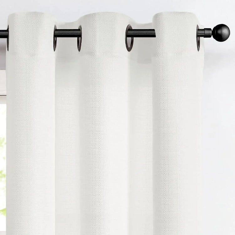 Solid Color Linen-Blend Grommet Kitchen Curtains - Jinchan Home