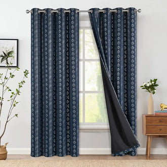 
                    
                      Dark-Toned Boho Geometric Grommet Curtains - Jinchan Home
                    
                  