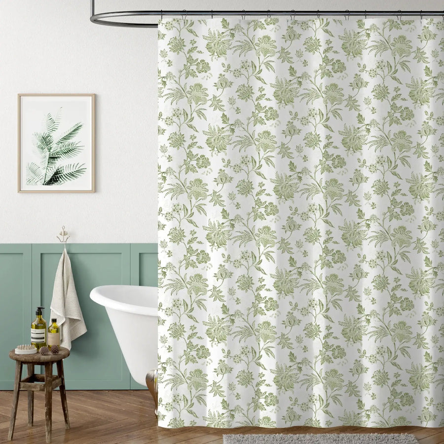 Hand-Drawn Floral Shower Curtain - Jinchan Home