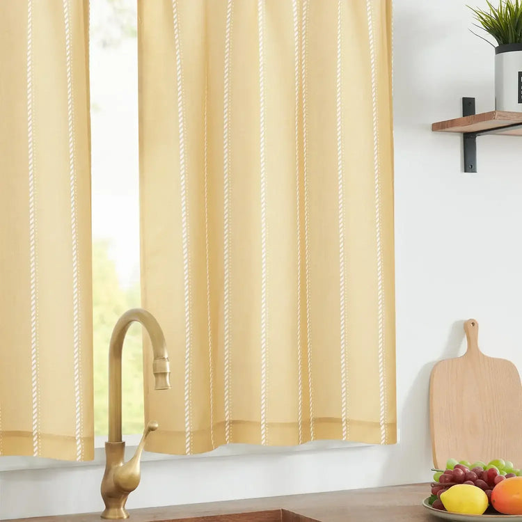 Slanted Line Dot Stripe Rod Pocket Kitchen Curtains - Jinchan Home