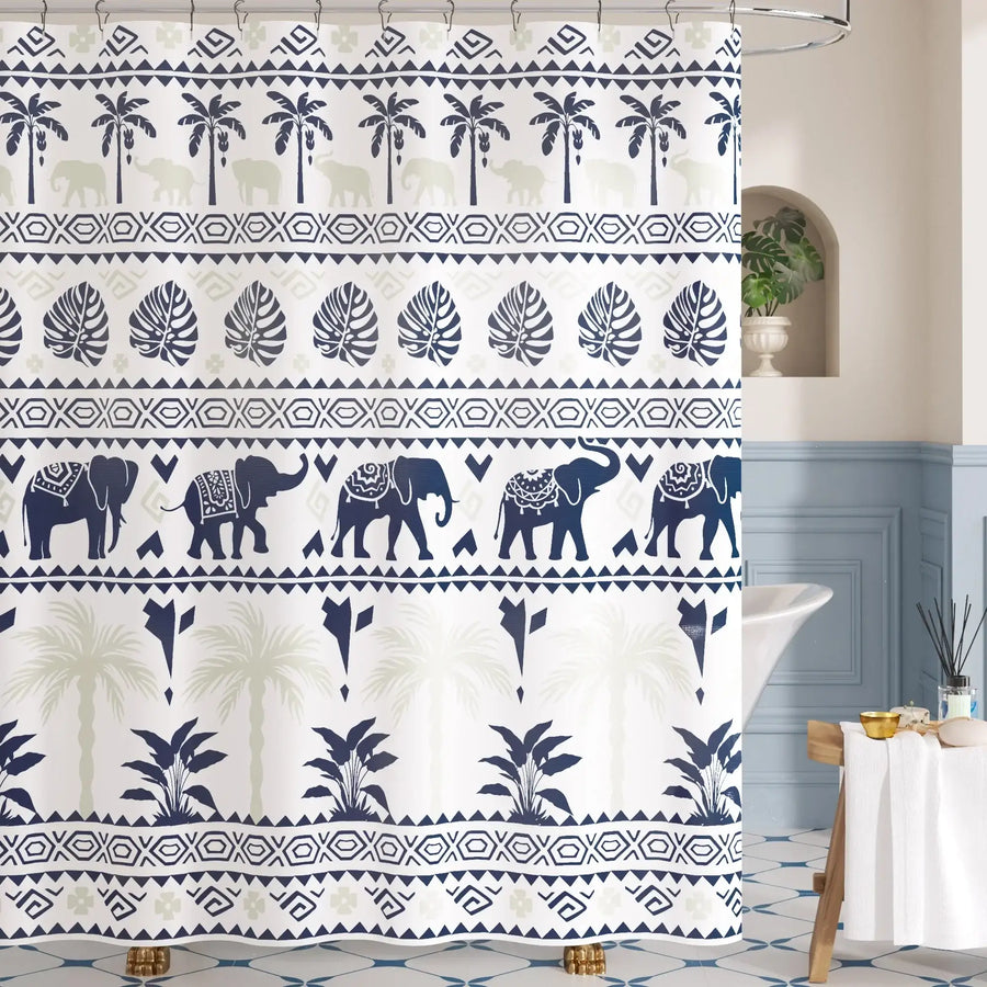 Tropical Elephant & Palm Shower Curtain - Jinchan Home