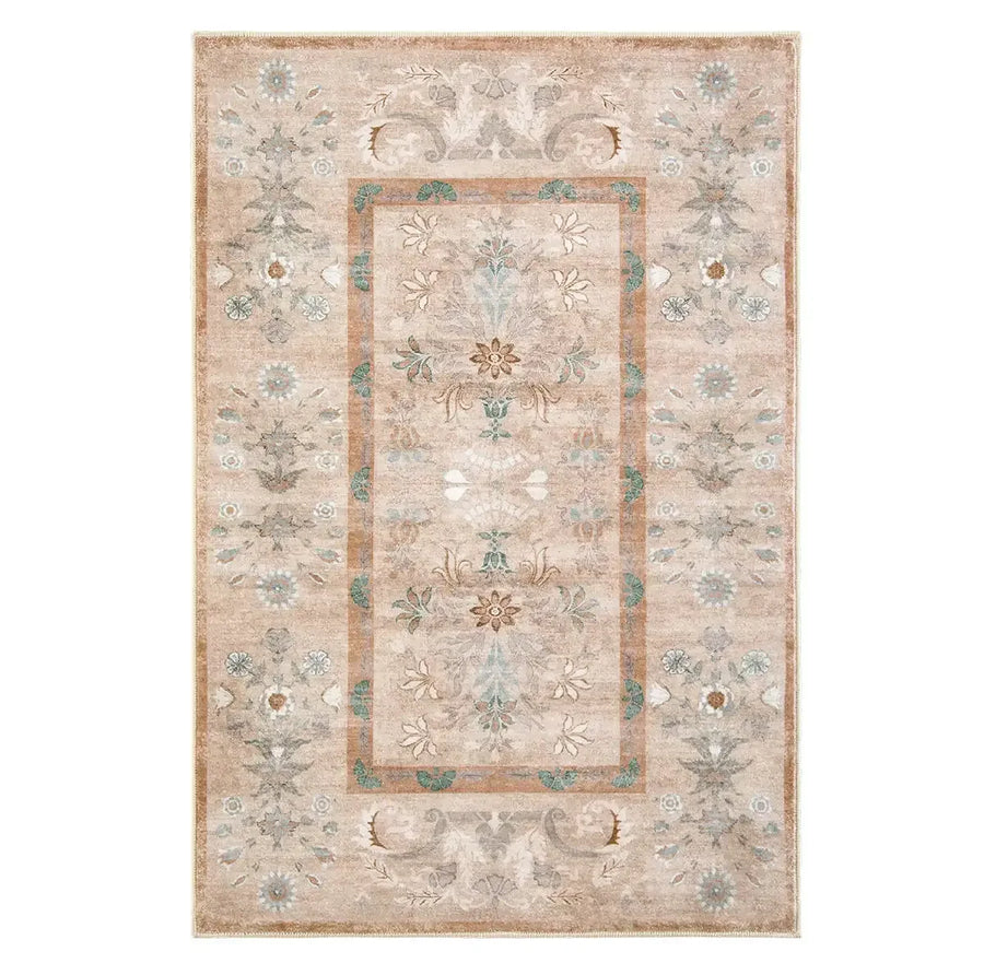 Vintage Floral Border Area Rug - Jinchan Home
