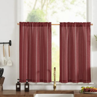 
                    
                      Slanted Line Dot Stripe Rod Pocket Kitchen Curtains - Jinchan Home
                    
                  