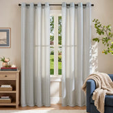 Fine-Striped Linen Blend Grommet Curtains - Jinchan Home