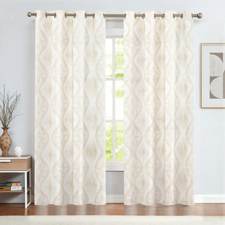 Embroidered Paisley Grommet Curtains - Jinchan Home