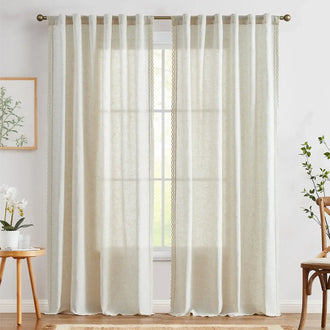 
                    
                      Scalloped Lace Linen-Blend Sheer Curtains - Jinchan Home
                    
                  