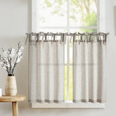 Tie Top Striped Linen Kitchen Curtains - Jinchan Home