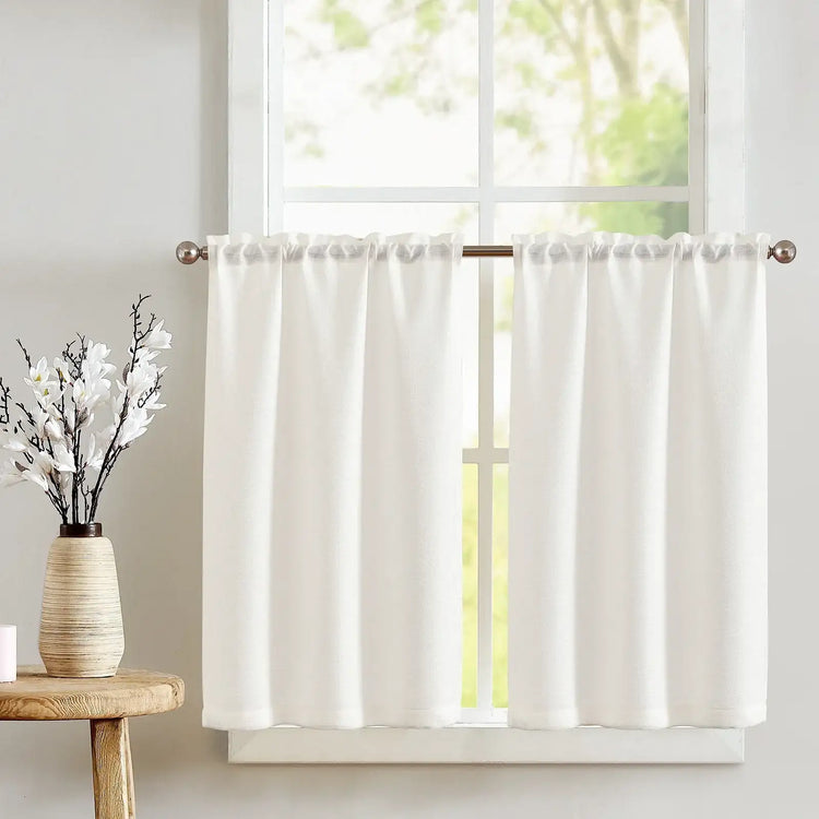 
                    
                      Solid Textured Network Polyester Kitchen Curtains - Jinchan Home
                    
                  