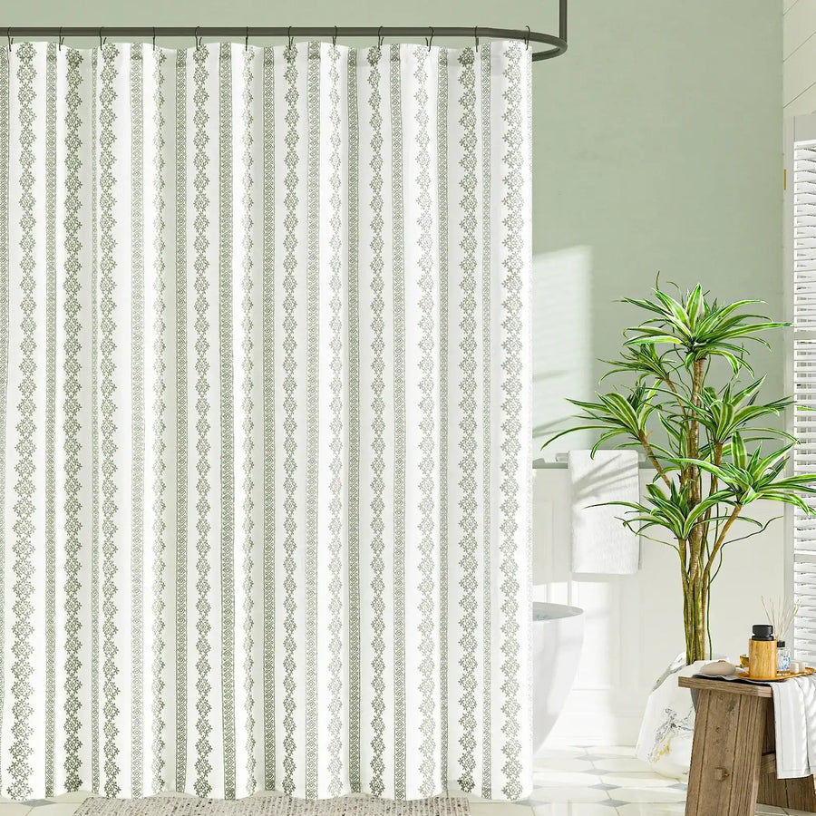 Boho Scroll & Diamond Shower Curtain - Jinchan Home